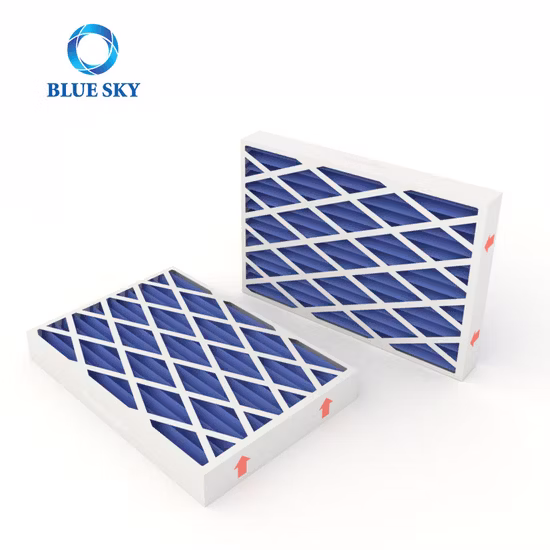 Merv 6 Merv 8 Merv 11 Merv 13 com moldura de papelão personalizada painel plissado filtro de ar HVAC para forno CA
